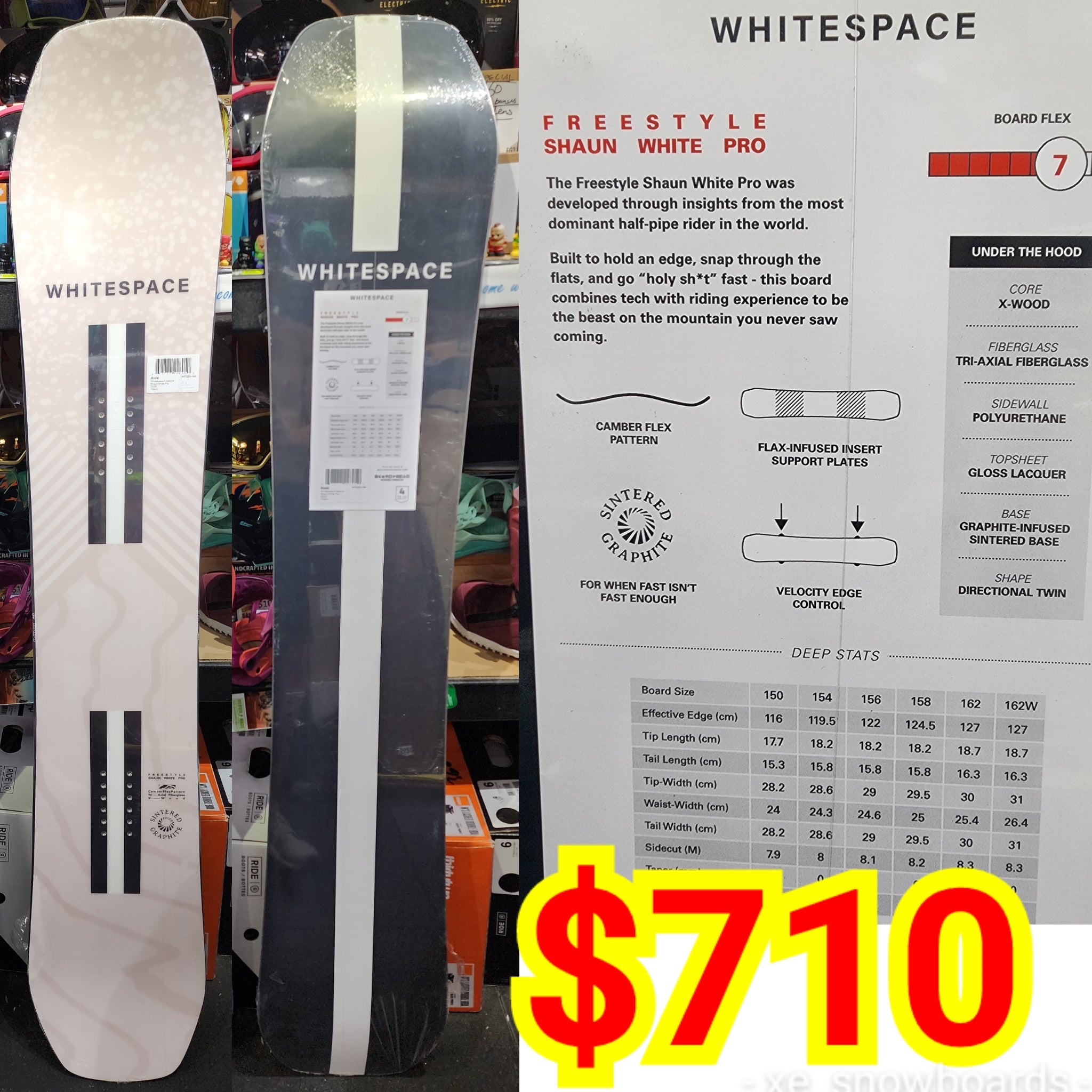 WHITESPACE (SHAUN WHITES'S) FREESTYLE PRO Model 154cm 156cm 158cm 2023  model men's snowboards